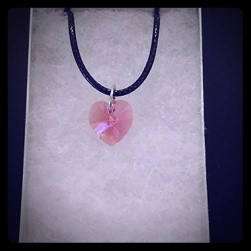 Illusion Pink Crystal Heart Necklace